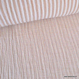 Tissu Double gaze réversible à rayures Caramel - oeko tex