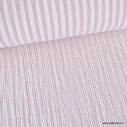 Tissu Double gaze réversible à rayures vieux rose - oeko tex