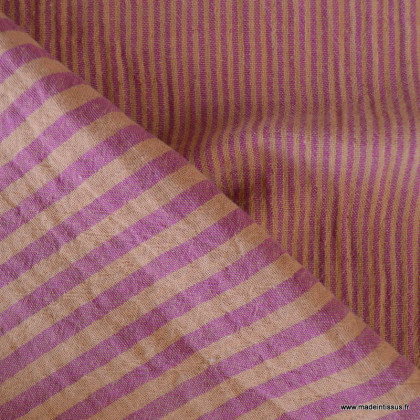 Tissu Double gaze réversible à rayures Cassonade et Dahlia - oeko tex