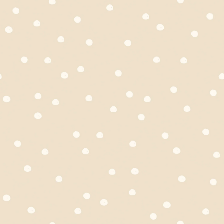 Tissu imperméable type ciré motif pois fond beige