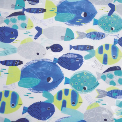 Tissu imperméable type ciré imprimé poisson tropicaux