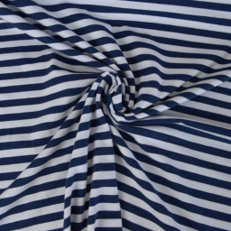 Tissu jersey à rayures larges type marinière Bleu marine et blanc - Oeko tex