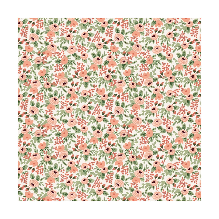 Tissu Rifle Paper en coton imprimé fleurs Rosa Fabric - collection Garden Party