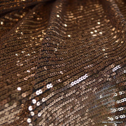 Tissu Sequin doré sur maille stretch