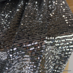 Tissu Sequin Argent sur maille stretch