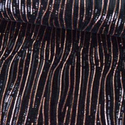 Tissu Sequin bicolore Noir et doré sur velours noir