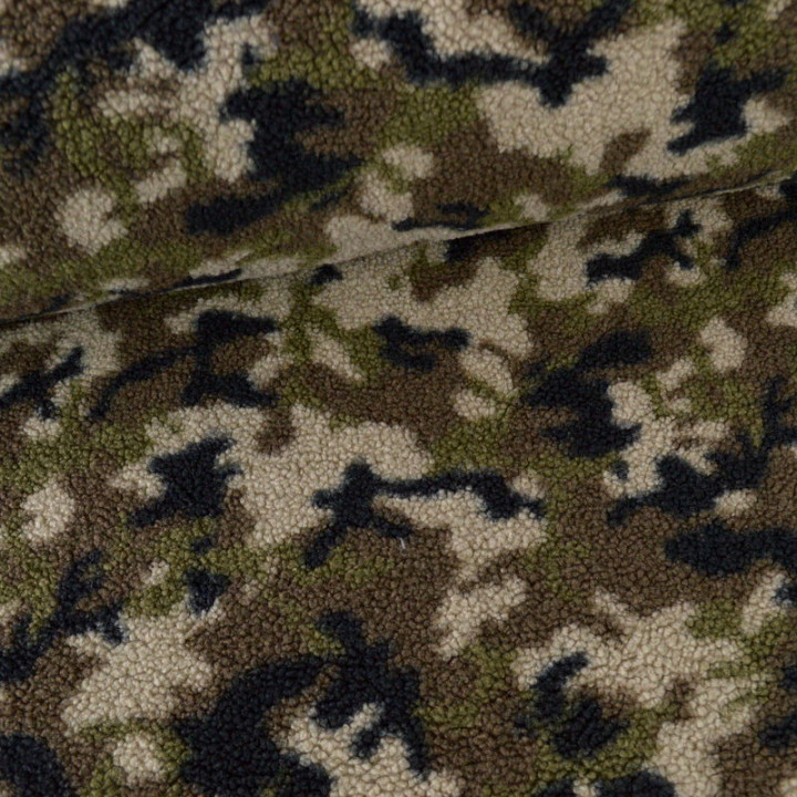 Tissu Fausse Fourrure Sherpa Camouflage