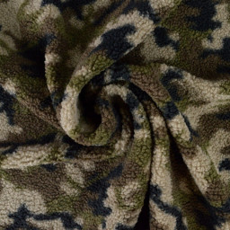 Tissu Fausse Fourrure Sherpa Camouflage