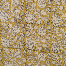 Tissu Indien Block Print Krishna fond Ocre - Kalamkari