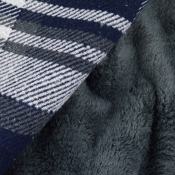 Tissu lainage Tartan bleu marine envers doudou