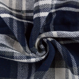 Tissu lainage Tartan bleu marine envers doudou