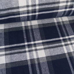 Tissu lainage Tartan bleu marine envers doudou