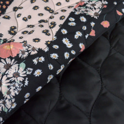 Tissu Matelassé Poppy - Fleuri Patchwork Noir