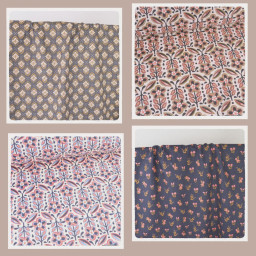 Tissu Insano coton motif fleurs indiennes bleu et rose - Oeko tex