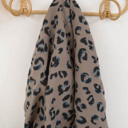 Double gaze Fauve motif léopard Taupe - oeko tex