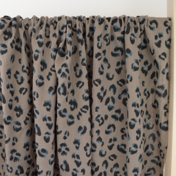 Double gaze Fauve motif léopard Taupe - oeko tex