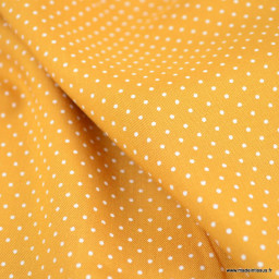 Tissu Viscose motifs petits pois fond ocre