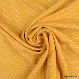 Tissu Viscose motifs petits pois fond ocre