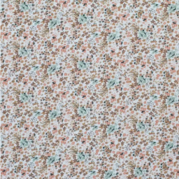 coupon de 120cm de Double gaze Amour motif fleurs beige