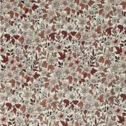 coupon de 37cm de tissu jersey motif fleurs vintage cacao