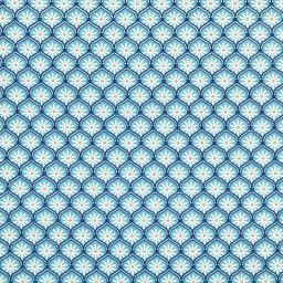 Tissu coton Enduit Zea motif fleurs turquoise