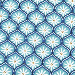 Tissu cretonne coton Zea motifs turquoise