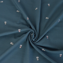 Tissu jersey motifs petites souris sur fond bleu - Oeko tex