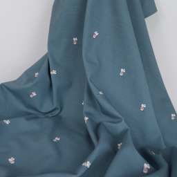 Tissu jersey motifs petites souris sur fond bleu - Oeko tex