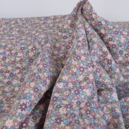 Tissu jersey petite fleur rose, violette et bleue  - Oeko tex