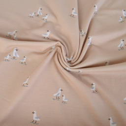 Tissu jersey mouettes sur fond beige - Oeko tex