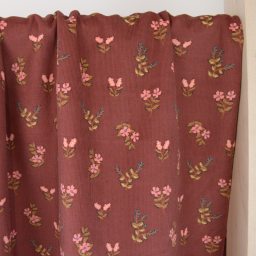 Tissu velours milleraies Insano motif fleurs fond marron - oeko tex