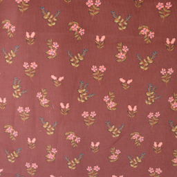 Tissu velours milleraies Insano motif fleurs fond marron - oeko tex