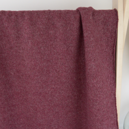 Tissu Laine bouillie coloris prune, burgundy 100% laine - oeko-tex