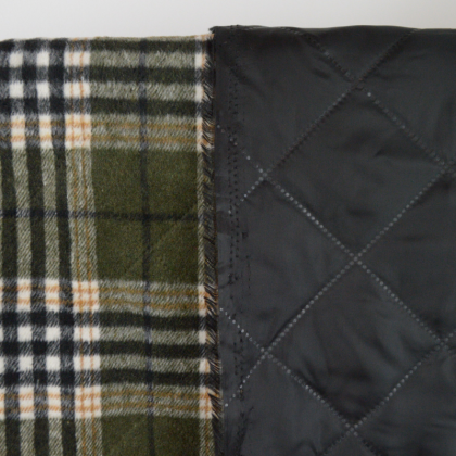 Tissu Matelassé Caban tartan écossais - Kaki - oeko tex