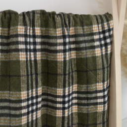 Tissu Matelassé Caban tartan écossais - Kaki - oeko tex