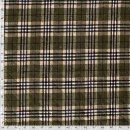 Tissu Matelassé Caban tartan écossais - Kaki - oeko tex