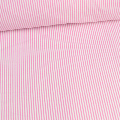 Tissu popeline coton rayures tissé teint coloris fuchsia - oeko tex