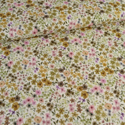 Tissu Viscose Romane motifs fleurs fond naturel - Oeko tex