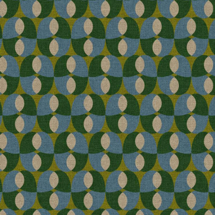 Tissu bachette Pelion motif graphique vert et bleu - oeko tex