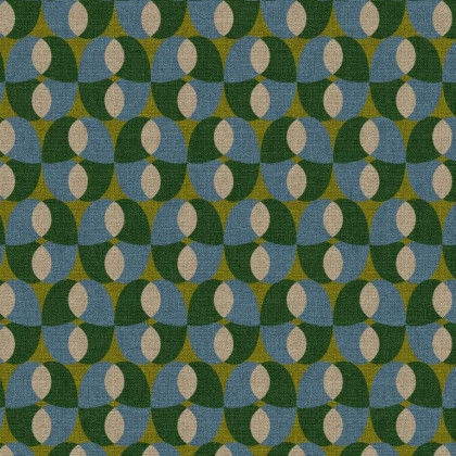 Tissu bachette Pelion motif graphique vert et bleu - oeko tex