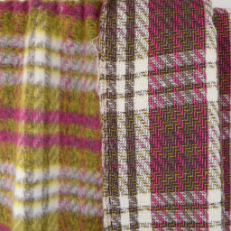 Tissu lainage tartan grands carreaux roses