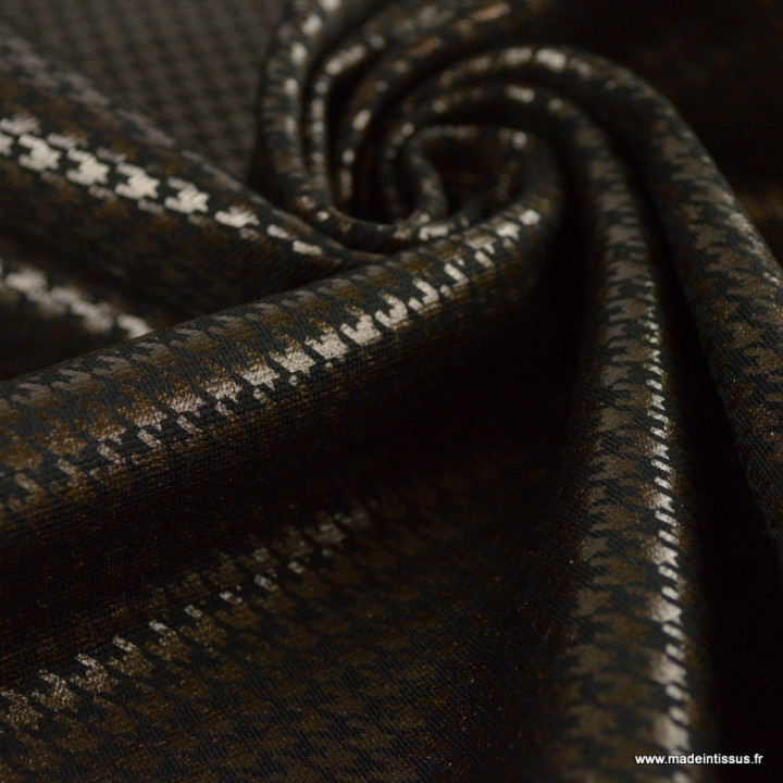 Tissu maille milano pied de poule noir et lurex