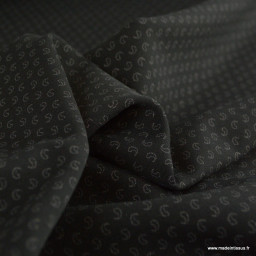 Tissu maille milano motif paisley noir