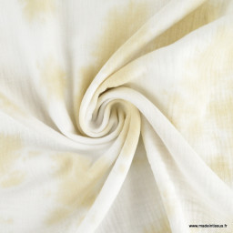 coupon de 60 cm de Double gaze tie and dye Blanc cassé Milk - oeko tex