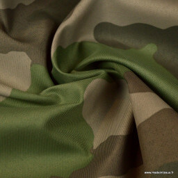 Tissu sergé polyester camouflage armée de terre