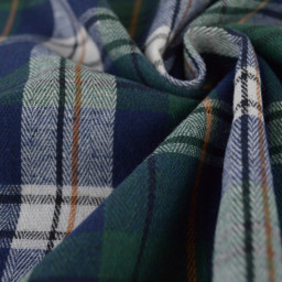 Flanelle à carreaux type Tartan Vert sapin et bleu