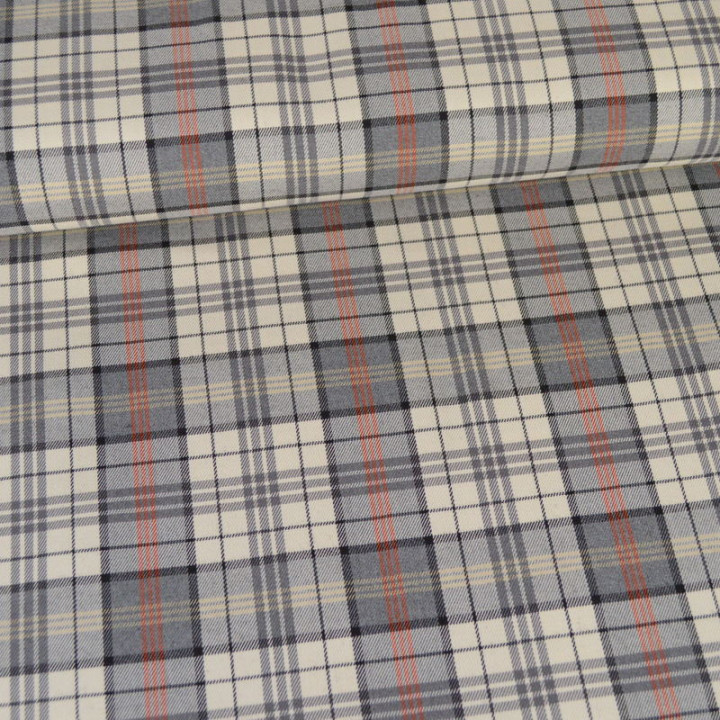 Tissu Tartan Gris et écru