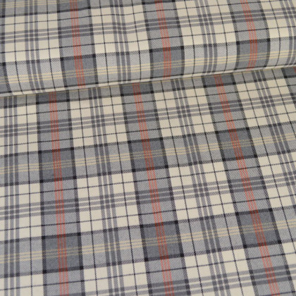 Tissu Tartan Gris et écru