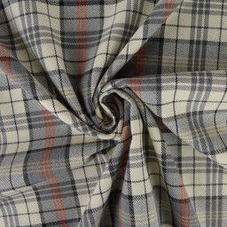 Tissu Tartan Gris et écru