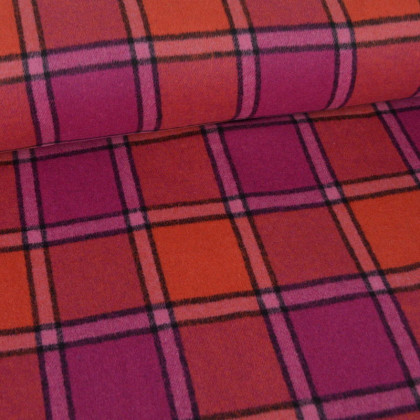 Tissu Lainage manteau leger - Tartan Fuchsia